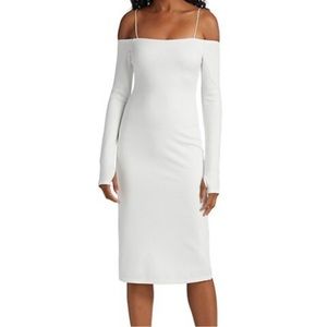 NWT Alice & Olivia Dorinda Off The Shoulder Long Sleeve Knit Dress In Off
White